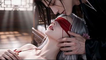 A Chinese classical beauty with skin as white as snow&comma; dressed in red and with white hair&period; Blowjob&comma; cum&comma; first episode&comma; AI-generated